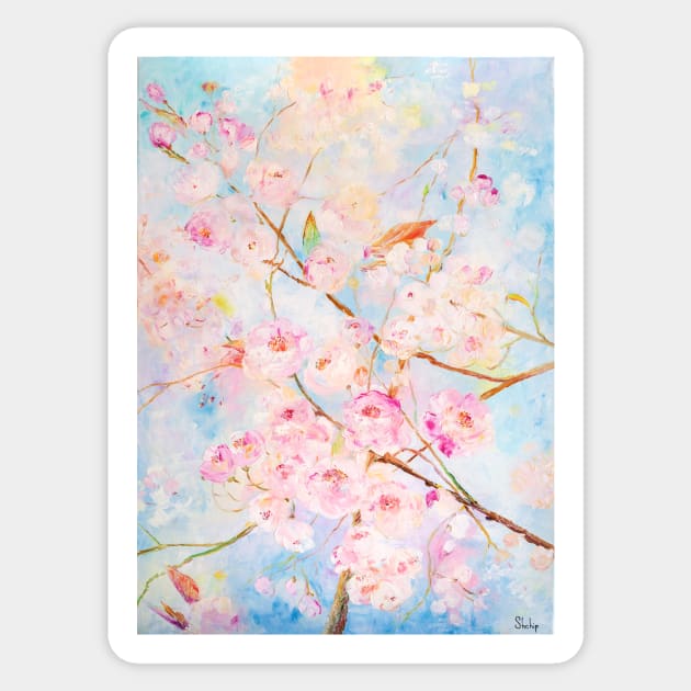 Cherry Blossoms under a Blue Sky Sticker by NataliaShchip